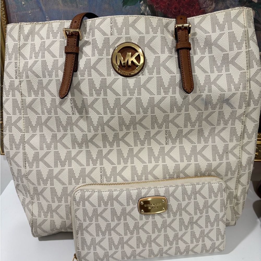 (2 ITEMS) Michael Kors Monogram Tote and Wallet
